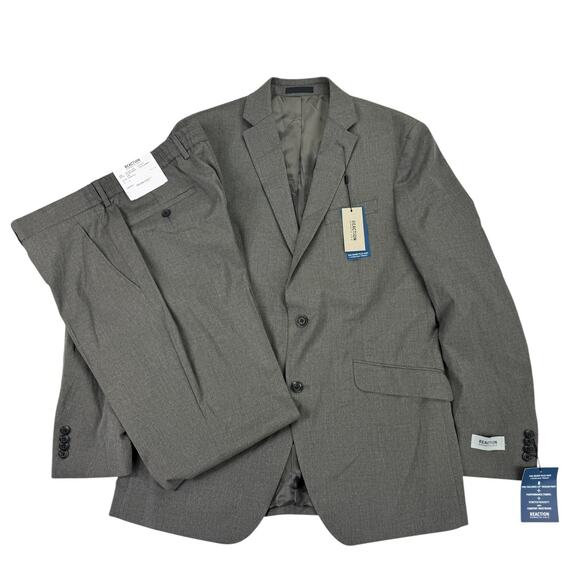 Kenneth Cole Mens 2-Piece Ready Flex Slim Fit Pinstripe Suit Charcoal 42L 35W - Picture 1 of 10
